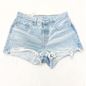 Levi's 501 Button Fly Denim Jeans Cutoff Raw Hem Size 28